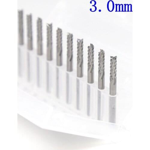 3.0mm PCB Strawberry Milling Cutter 10PCS Metal Woodworking CNC Router Power Tools Tungsten Carbide Drilling Machine Accessories
