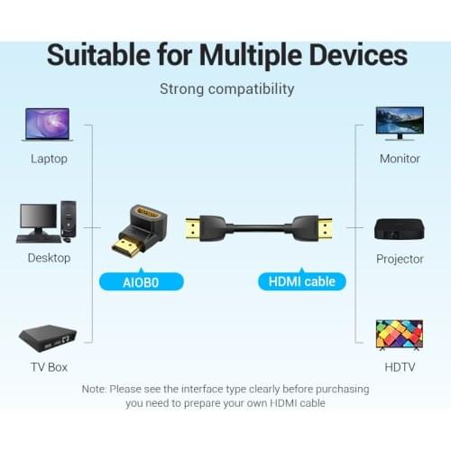 Vention HDMI Adapter 90 270 Degree Right Angle Male to Female Converter 4K HD Connector for HDTV PS4 Lptop TV Box HDMI Extender
