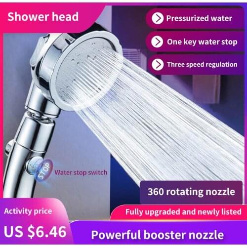 Handheld Shower Head High Pressure Chrome 3 Spary Setting with ON/OFF Pause Switch Water Saving Adjustable Luxury Spa Detachable