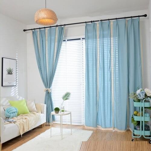 Classic Cotton Linen Curtains Orginal Hemp Lace patchwork Curtains Semi-blackout Cortinas for Living Room Bedroom Window Drapes