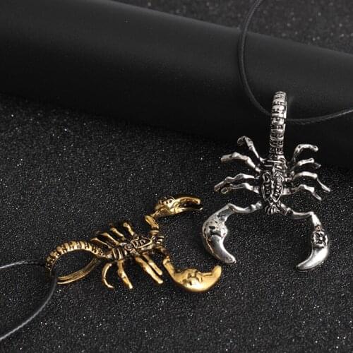 RONGQING 12pcs/lot European and American Punk Domineering Scorpion Pendant Necklace for Men