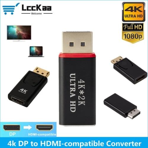 LccKaa DP To HDMI-Compatible Max 4K/1080P Display Port DP Male To HDMI-Compatible Female Adapter Black High Quality For HDTV PC