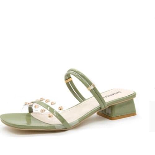 Summer Korean thick-heeled slippers casual wild high-heeled sandals women wear open-toed womens sandals