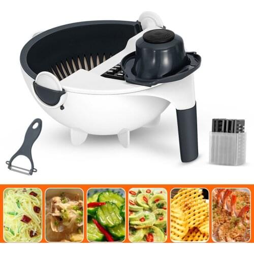 Multifunctional Rotate Vegetable Cutter With Drain Basket Kitchen Veggie Fruit Shredder Grater Slicer Drop Shipping Peeler