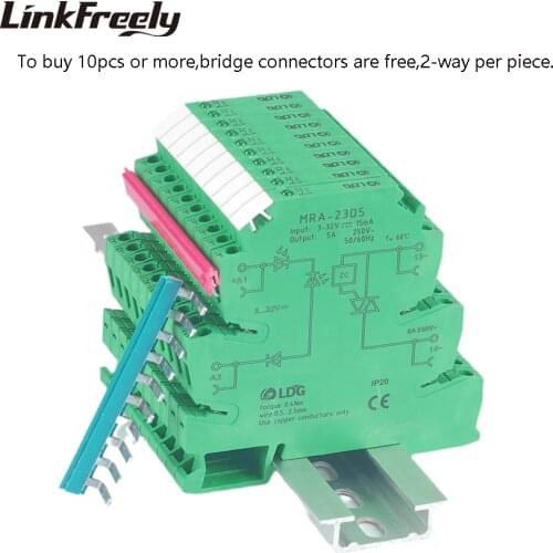 MRA-23D5 10pcs 5A PLC Interface Solid State Relay Module DC AC Input: 3V 5V 12V 24VDC SSR Voltage Relay Din Rail Control Board