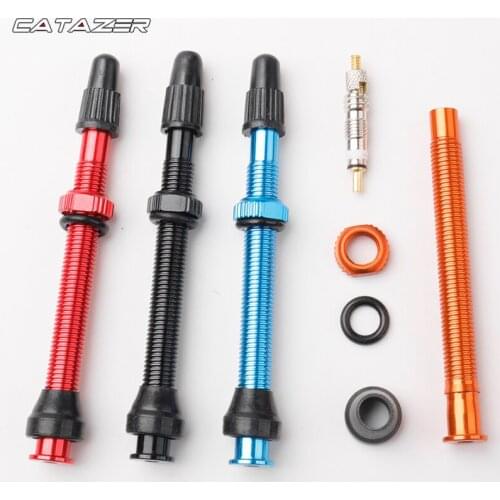 Catazer 2pcs Bicycle Tubeless Tire Presta Valve 40mm/60mm/80mm Alloy Stem Brass Core for Mountain Road Bikes Bycicle parts