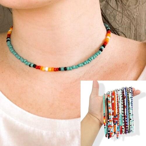 New color rice bead imitation pearl fashion fashion fashion Bohemia style spring and summer womens collarbone necklace wholesal