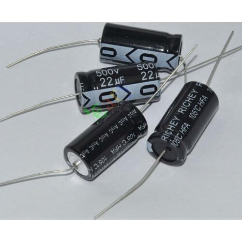 Wholesale and retail 20pc 500V 22uf 105C long copper leads Axial Electrolytic Capacitor audio amps free shipping