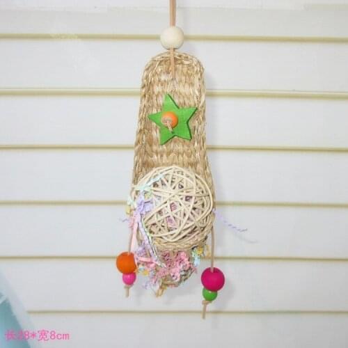 Parrot supplies toy bird Straw nibbling toy Wooden bite toy Swing bird toys parrot toys bird cage bird perch bird accessories