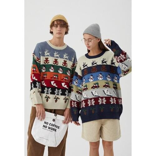 Dropshipping Ugly Christmas Elk Snowman Xmas Santa Jumpers Sweaters Harajuku Couples Knit Pullover Fashion Crewneck Sweater Tops