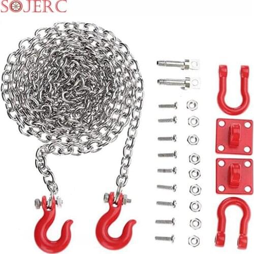 RC Car Tow Hook Trailer Chain Set, RC U Shaped Rescue Tow Hook Trailer Chain Assemble Parts for RC Climbing Crawler Car Part