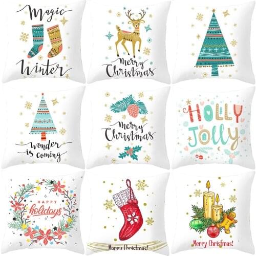 Christmas Tree Cushion Covers Happy New Year Holiday Pillowcase Simple Style Polyester Decorative Throw Pillow Case 45X45cm