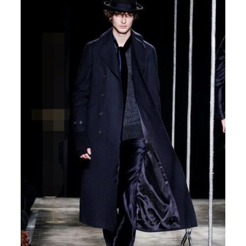 Woolen Mens coat casual long trench coat British slim plus size autumn and winter woolen coat