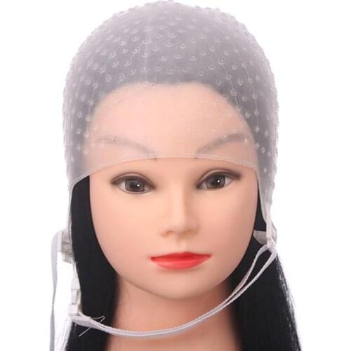 Silicone Hair Highlights Cap with Needle Reusable Hair Coloring Cap Hair Dye Hat Hair Styling Tools