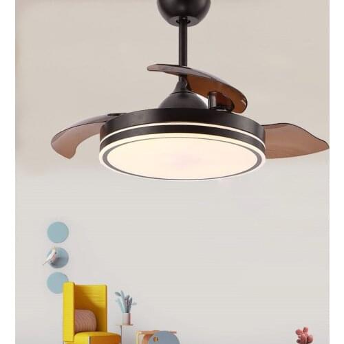 Led Ceiling Fan Light Frequency Conversion Invisible Fan Light Modern Minimalist Black Ceiling Fan