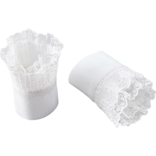 Women Sunshade Detachable Wrist Horn Cuffs Double Layer Floral Lace Fake Sleeves H9ED