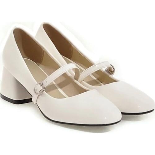 Big Size 9 10 11 12 ladies high heels women shoes woman pumps Mary Janes Shoes Shallow Heavy-heeled Single Shoes