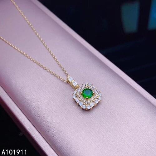 KJJEAXCMY fine jewelry natural Diopside 925 sterling silver women pendant necklace chain support test luxury