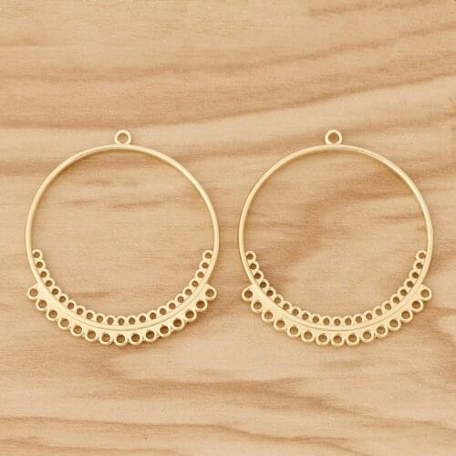10 Pieces Gold Tone Large Open Round Connectors Charms Pendants for Earrings Jewellery Making Accessories 40x35mm