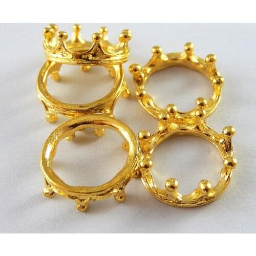 10Pieces)Fashion Necklace Pendant Gold Crown Fashion Man Bracelet Charms 17*17mm Women Jewelry Findings Handmade Craft 51904