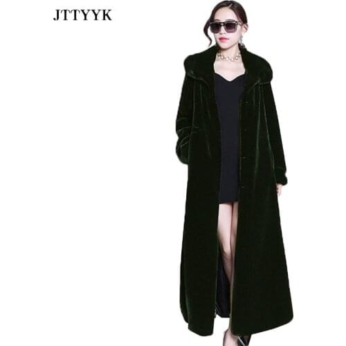 6XL Plus size Clothing Winter Faux Fur Coat Women 2021 Fashion X-Long Furry Parkas Mujer Warm Thick Oversize Faux Jacket Female