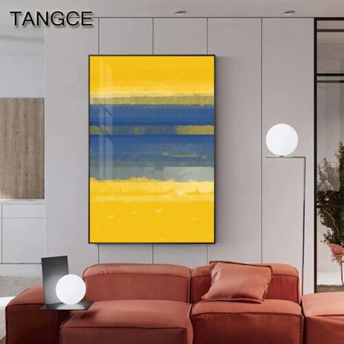 Abstract Yellow Blue Block Canvas Art Modern Painting Big Posters Print Fashion Wall Art Pictures for Living Room Abstract Decor
