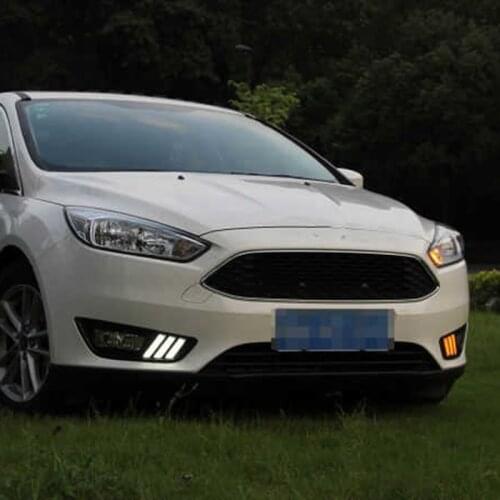 Car LED Daytime Running Light for Ford Focus 3 MK3 2015 2016 2017 2018 Daylight Driving Turn Signal Light LED Fog Lamp