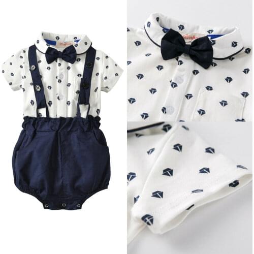 Baby Toddler Boy Wedding Christening Tuxedo Formal Bow Tie Suit Clothes Outfit Gentleman Outfit Bow Shirt