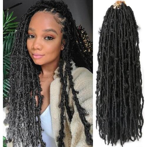 Butterfly Locs Crochet Hair Short Distressed Faux Locs Crochet Braids Pre Looped Butterfly Bob Locs Natural Soft Giulia Hair 18"