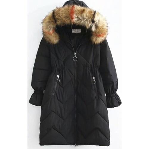 Large Size Women Cotton Jacket 2019 New Coat Fur Collar Parker Waist Down Long Sleeve Ladies Casual Increase Coat Autumn Winter