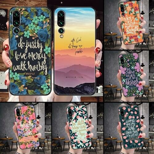 Bible Verse Jesus Christ Christian Phone Case For Huawei P Mate P10 P20 P30 P40 10 20 Smart Z Pro Lite black trend bumper tpu