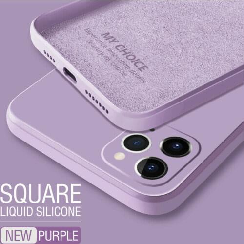 Square Liquid Silicone Phone Case For iPhone 12 Pro Max 11 Pro Max 12 Mini SE 2020 XS XR XSMAX 6 7 8 Plus Coque Soft Back Cover
