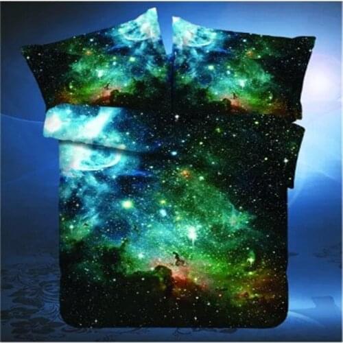 New 3D Print Galaxy Universe Bedding Set Teen Boy Blue Starry Sky Zipper Duvet Cover queen Pillowcases Bed Linen Set quilt cover