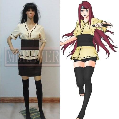 Uzumaki Kushina Cosplay Costume For Anime Custom Made Beige Kimono Anime Costume
