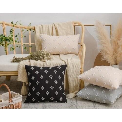 INS Small Flower Star Cushion Cover Tassel Bohemian Moroccan Style Pillowcase Woven Home Decor Sofa Bed 45x45cm