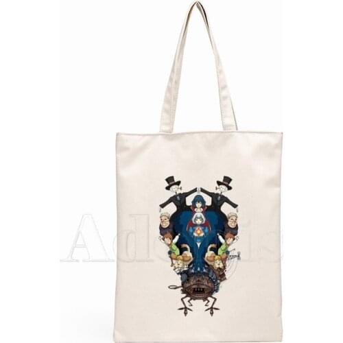 Miyazaki Hayao Howls Moving Castle Print Reusable Shopping Bag Women Canvas Tote Bags Printing Eco Bag Shopper Shoulder Bags