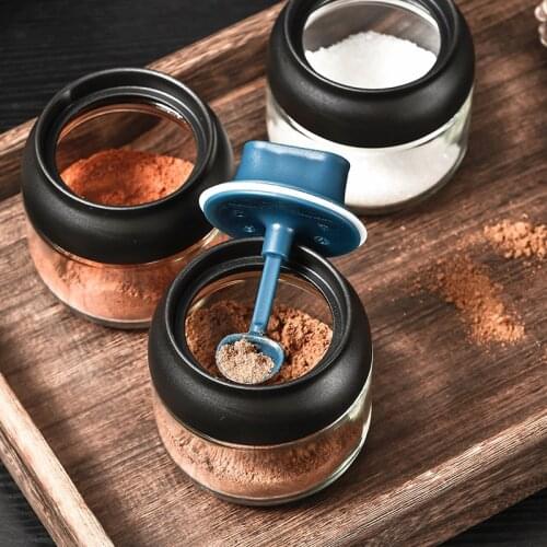 Small Moisture-proof Lid Spoon Integrated Seasoning Jar Kitchen Multi-purpose Brush Oil Bottle Honey Glass Bottle Environmental
