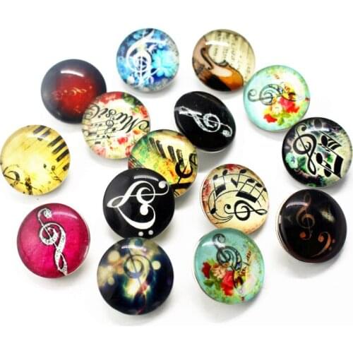 New Arrive Mix 10pcs note Snaps Buttons 18mm Glass musical notation Snaps Charms Fit Ginger Snaps Bracelets&Bangles Jewelry