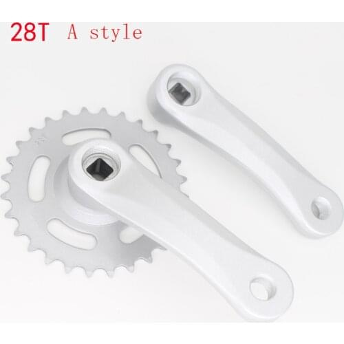 28T Single Speed Childrens Bicycle Crankset Electric Scooter 114mm Aluminum Alloy Square Hole Crank Tooth plate Parts
