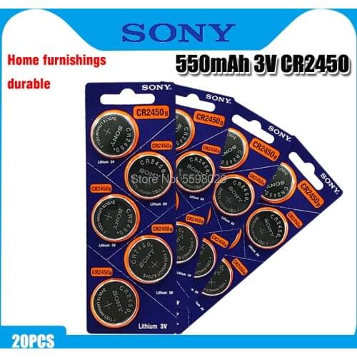 20pcs Original Sony CR2450 Button Battery 5029LC BR2450 BR2450-1W CR2450N ECR2450 DL2450 KCR2450 LM2450 For Watch Toy Remote