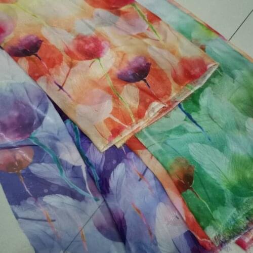 Flowing Fabric Printed Chiffon Dress Position Print 30D Thin Beach Skirt Scarf Ribbon Shirt Chinese Dancing DIY Fabric