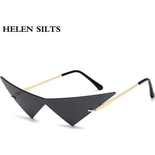 Trending Cat eye Sunglasses Women Fashion Rimless Colorful Sunglasses Men One Piece Oversized Frameless Punk Glasses Shades H36