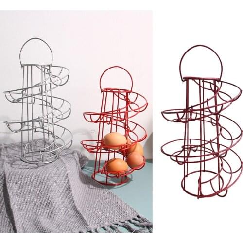 Modern Iron Spiral Egg Holder Roller Rack Organizer Dispenser Keeper 24 Eggs