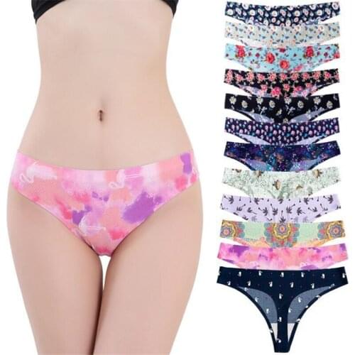 Sexy G-String Antibacterial Crotch Thong Girls Underpant трусы Lingerie Printed Flower Underwear Panties Intimates трусы женские