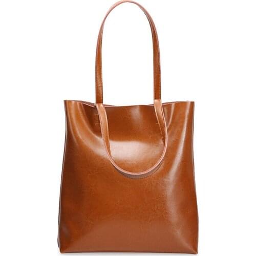 High Quality Oil Wax Real Leather Big Tote Bags Summer New Women Handbags Ladies Cheap Shoulder Shopping Bag 2021 Bolsa Feminina