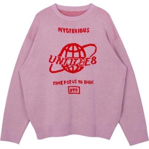 High Street Sweater Men Women Harajuku Earth Letter Kniting Sweater Japanese Girl Pullover Korean Loose Autumn Winter Streetwear