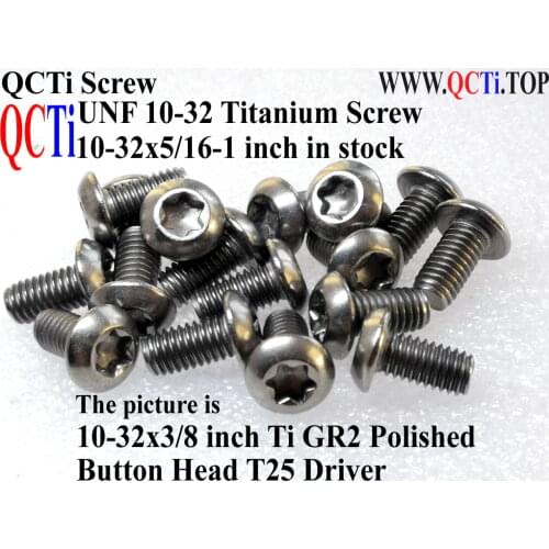 Titanium screws 10-32x3/8 Button Head Torx T25 Driver 50 pcs Ti GR2