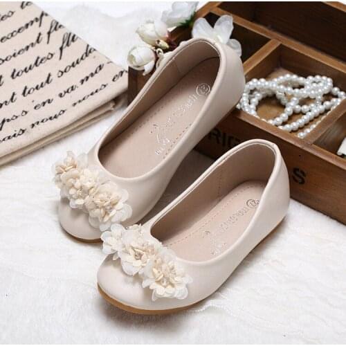 New Spring Autumn Girls Shoes Princess Kids Flat Shoes PU Leather Children Casual Shoes With Flowers Party Show Shoes For Girls