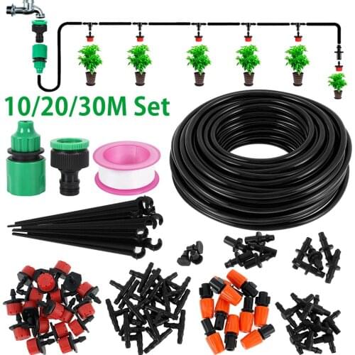 30M-10M DIY Drip Irrigation System Automatic Watering Garden 4/7 Hose Micro Drip Watering Kits with Adjustable Drippers