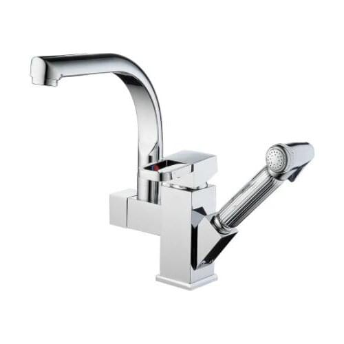 Vidric Supply Export Ware Single-unit Dual Kitchen Pull-out Faucet Vertical Sink Faucet